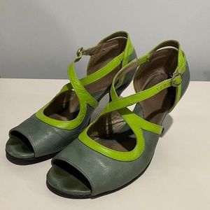 Blue and Green John Fluevog Heels